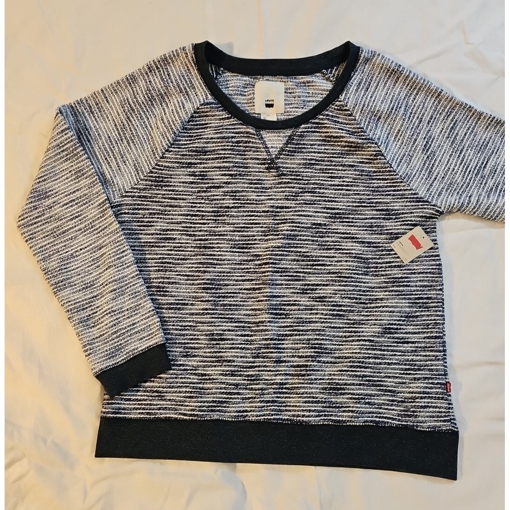 NEW‎ Levis Blue Crew Neck Sweatshirt Sweater Women's L Sparkle